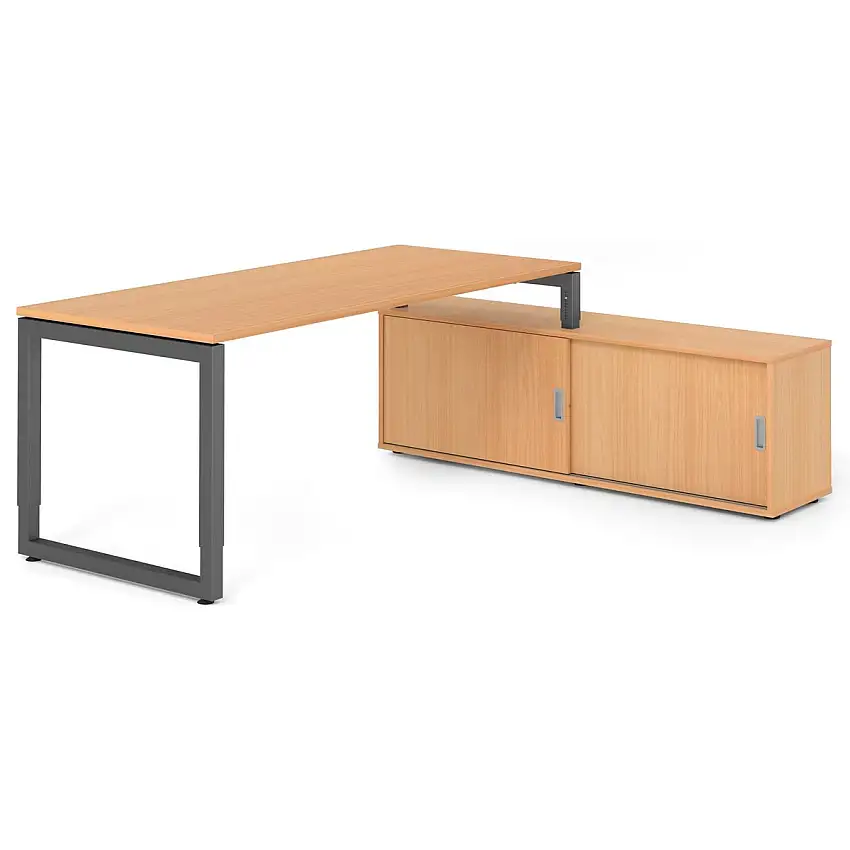 Hammerbacher RSE19SB Schreibtisch-Kombi RSE19 mit Sideboard 1750S 180 x 80 cm, Buche-Dekor/Graphit