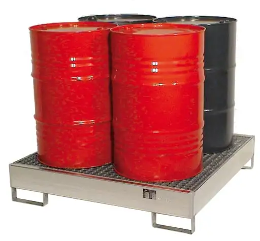 Schulte Auffangwanne Fasspalette | HxBxT 34,5x124x80cm | 205L | für 2 Fässer | inkl. Füßen | Enzianblau/Verzinkt