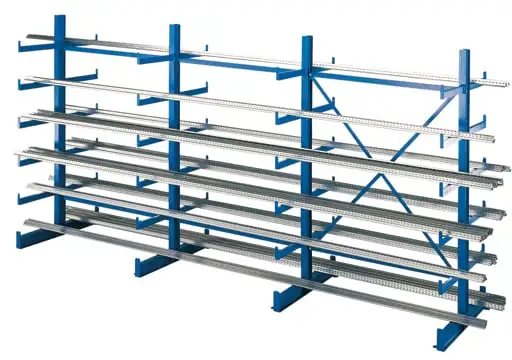 Schulte Kragarmregal-Set K 1000 doppelseitig | Anbauregal | HxBxT 200x125x2x500cm | Tragkraft je Arm 200kg | Enzianblau