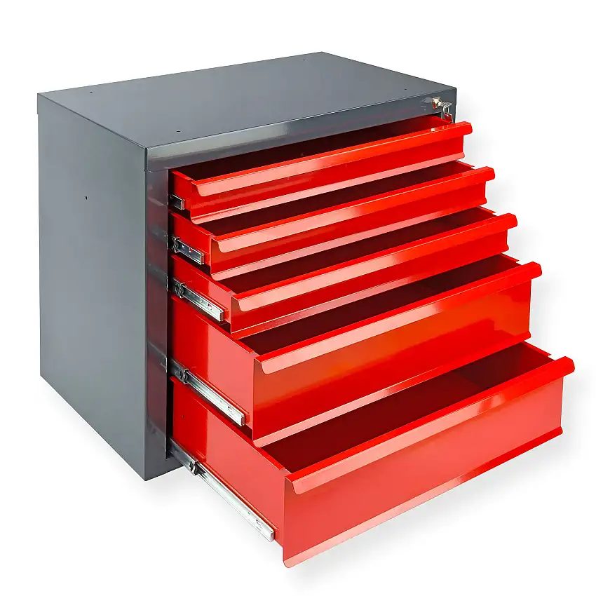 Schubladenschrank Kobra mit 5 Schubladen | HxBxT 60x70x43,5cm | Anthrazitgrau/Rot