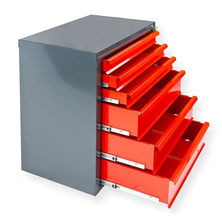 Schubladenschrank Kobra mit 6 Schubladen | HxBxT 75x70x43,5cm | Anthrazitgrau/Rot