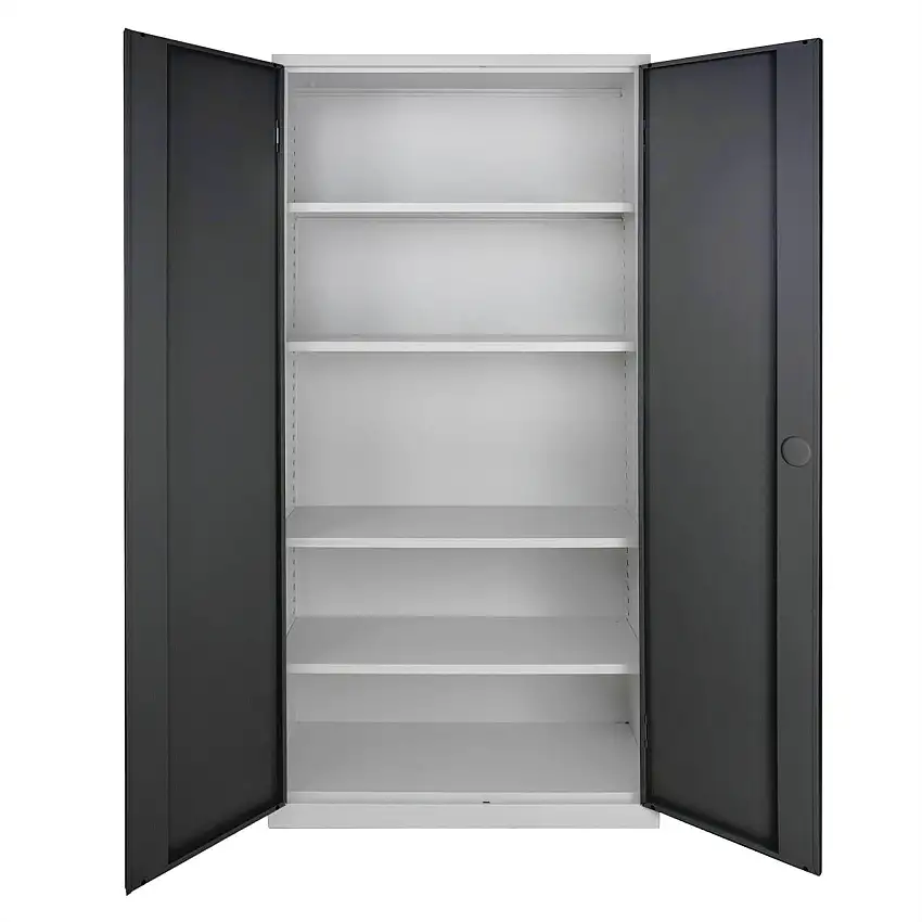Flügeltürschrank Owl mit 4 Fachboden | HxBxT 195x95x40cm | Lichtgrau/Anthrazitgrau