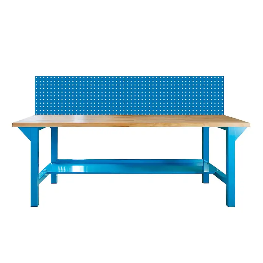 Werkbank Rhino Plus mit Lochplatte | HxBxT 131x150x70cm | Traglast 500kg | Lichtblau