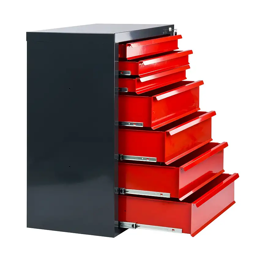 Schubladenschrank Kobra mit 7 Schubladen | HxBxT 90x70x43,5cm | Anthrazitgrau/Rot