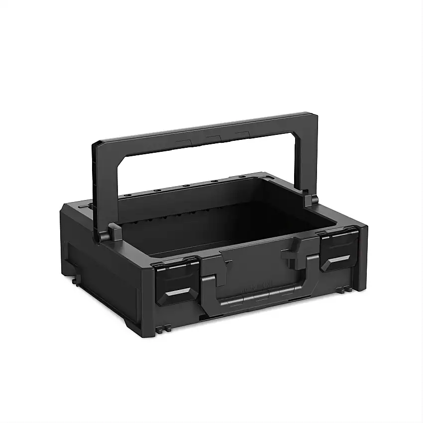 Werkzeugkoffer ToolBox | HxBxT 13x40x40cm | 11,5 Liter | Mit Henkel- & Frontgriff | Schwarz | Werkzeugbox, Transportbox