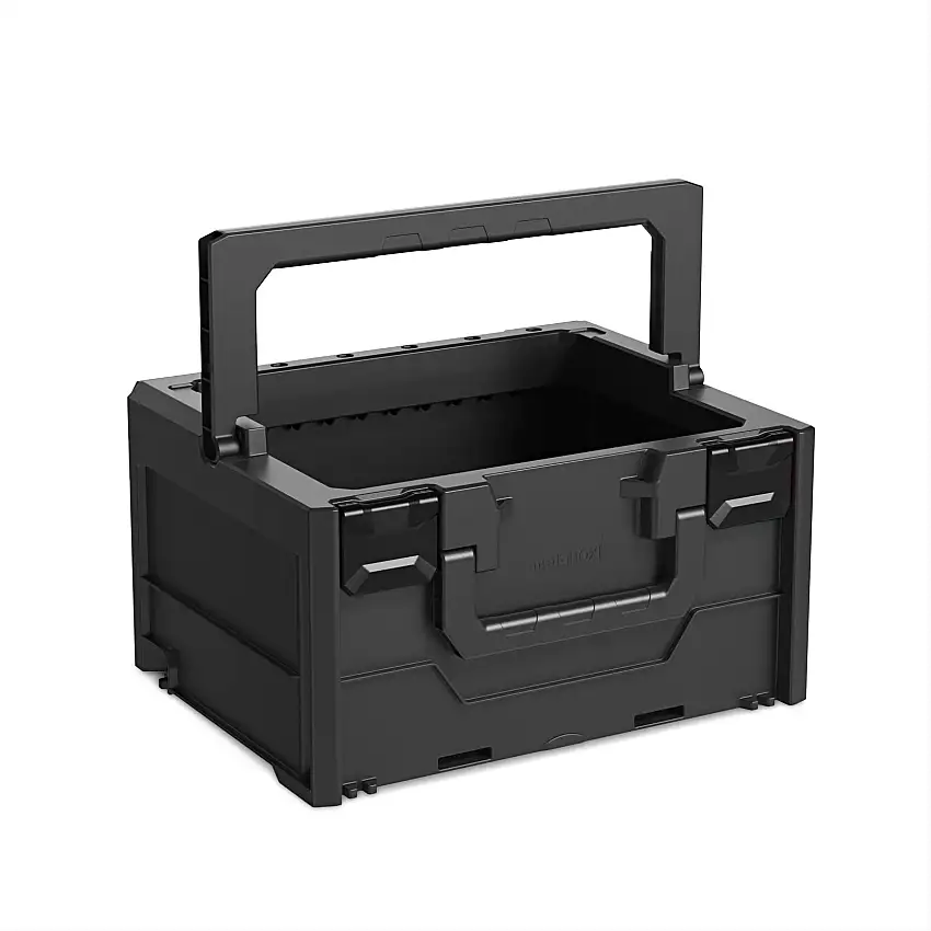 Werkzeugkoffer ToolBox | HxBxT 22x40x40cm | 21,3 Liter | Mit Henkel- & Frontgriff | Schwarz | Werkzeugbox, Transportbox