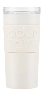 Thermobecher Bodum Travel Mug Vakuum Gepoedercoat Rostfreier Edelstahl White 350 ml