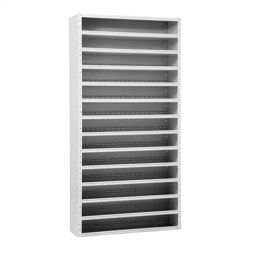 Werkzeugschrank Sortierregal WHALE | 12 Fachböden & 72 Fachteiler | HxBxT 198x100x40cm | Lichtgrau