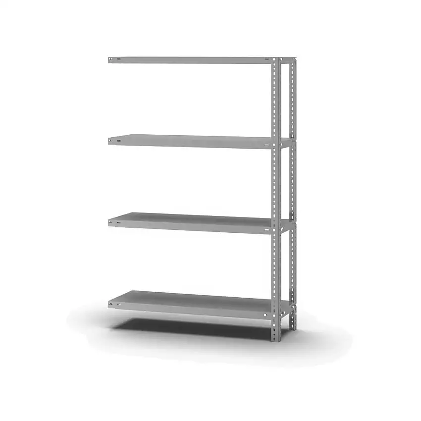 Edelstahl Fachbodenregal Schraubsystem MAGNUS Made in Germany | Anbauregal | HxBxT 150x100x30cm | 4 Ebenen | Fachlast 200kg | Edelstahl