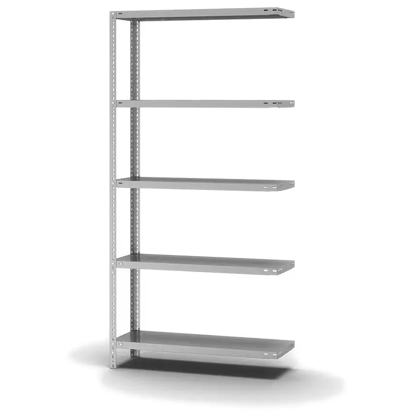 Edelstahl Fachbodenregal Schraubsystem MAGNUS Made in Germany | Anbauregal | HxBxT 200x100x30cm | 5 Ebenen | Fachlast 200kg | Edelstahl