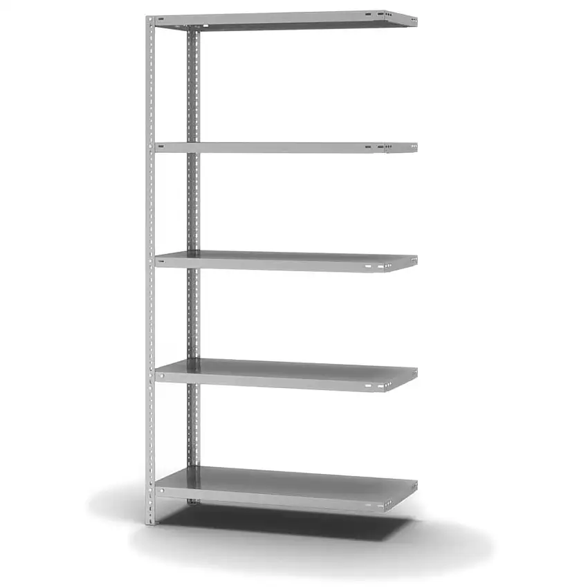 Edelstahl Fachbodenregal Schraubsystem MAGNUS Made in Germany | Anbauregal | HxBxT 200x100x40cm | 5 Ebenen | Fachlast 200kg | Edelstahl