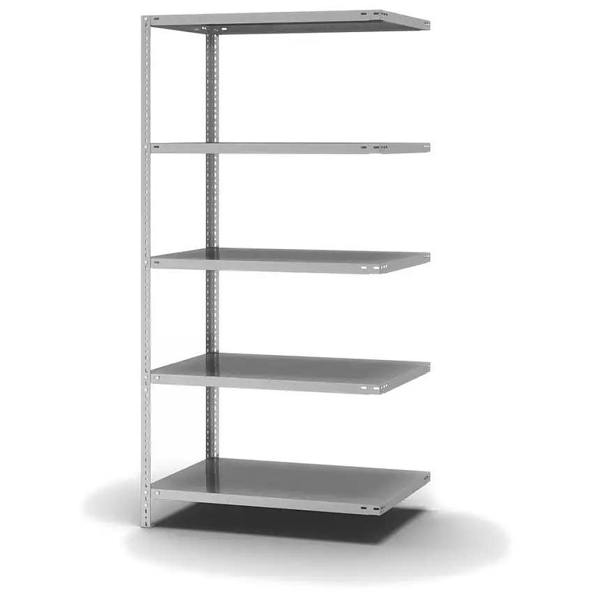 Edelstahl Fachbodenregal Schraubsystem MAGNUS Made in Germany | Anbauregal | HxBxT 200x100x60cm | 5 Ebenen | Fachlast 200kg | Edelstahl