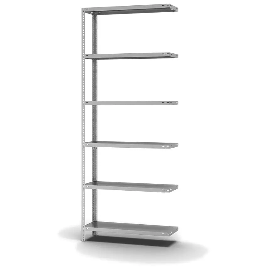 Edelstahl Fachbodenregal Schraubsystem MAGNUS Made in Germany | Anbauregal | HxBxT 250x100x30cm | 6 Ebenen | Fachlast 200kg | Edelstahl