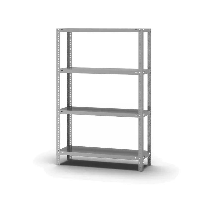 Edelstahl Fachbodenregal Schraubsystem MAGNUS Made in Germany | Grundregal | HxBxT 150x100x30cm | 4 Ebenen | Fachlast 200kg | Edelstahl