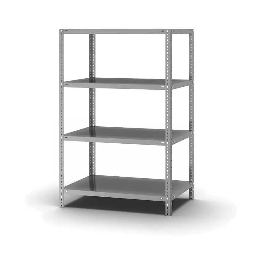 Edelstahl Fachbodenregal Schraubsystem MAGNUS Made in Germany | Grundregal | HxBxT 150x100x60cm | 4 Ebenen | Fachlast 200kg | Edelstahl