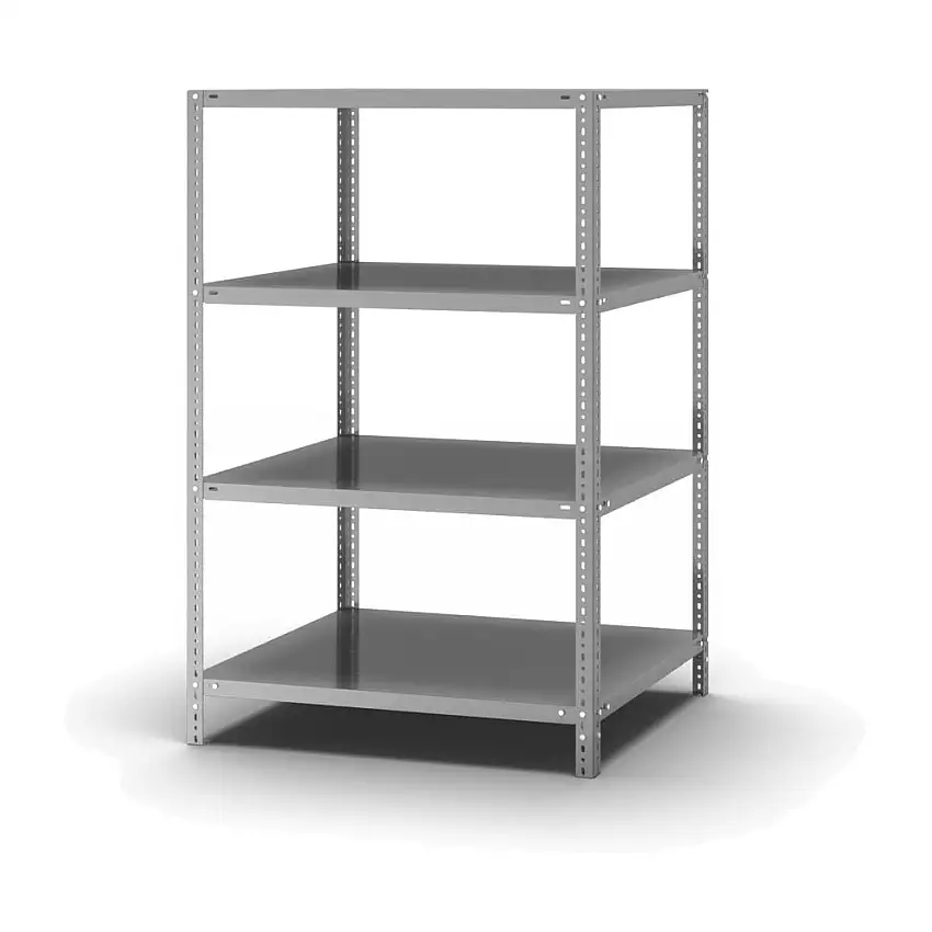 Edelstahl Fachbodenregal Schraubsystem MAGNUS Made in Germany | Grundregal | HxBxT 150x100x80cm | 4 Ebenen | Fachlast 200kg | Edelstahl