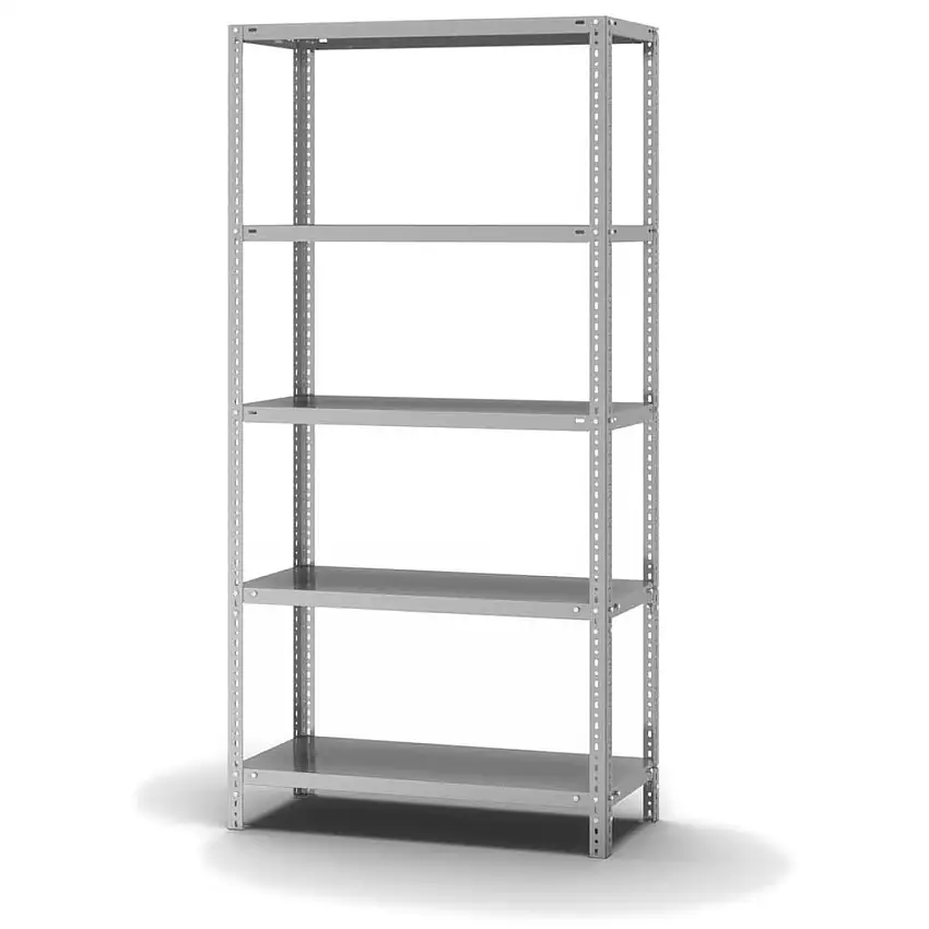 Edelstahl Fachbodenregal Schraubsystem MAGNUS Made in Germany | Grundregal | HxBxT 200x100x40cm | 5 Ebenen | Fachlast 200kg | Edelstahl