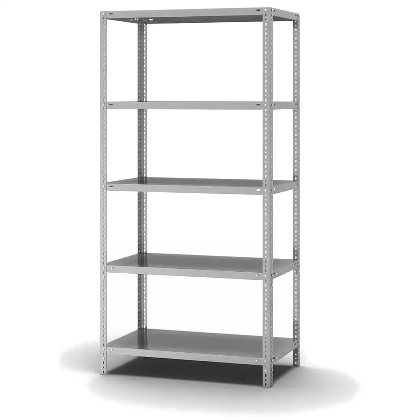 Edelstahl Fachbodenregal Schraubsystem MAGNUS Made in Germany | Grundregal | HxBxT 200x100x50cm | 5 Ebenen | Fachlast 200kg | Edelstahl