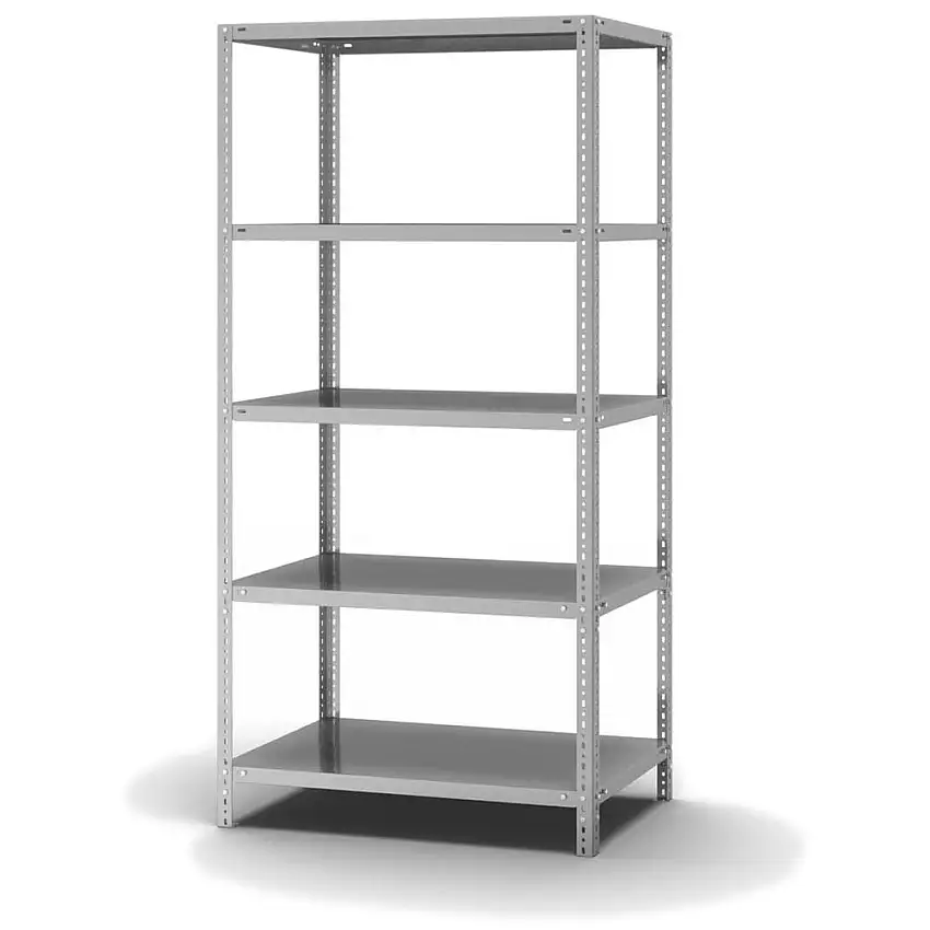 Edelstahl Fachbodenregal Schraubsystem MAGNUS Made in Germany | Grundregal | HxBxT 200x100x60cm | 5 Ebenen | Fachlast 200kg | Edelstahl