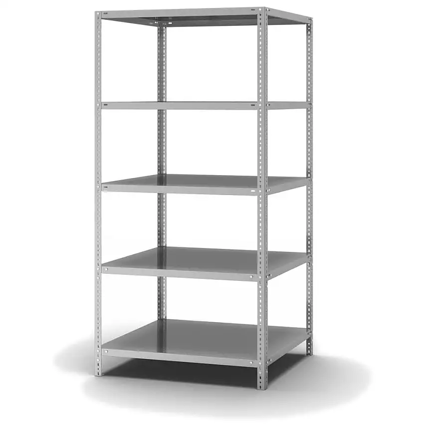 Edelstahl Fachbodenregal Schraubsystem MAGNUS Made in Germany | Grundregal | HxBxT 200x100x80cm | 5 Ebenen | Fachlast 200kg | Edelstahl