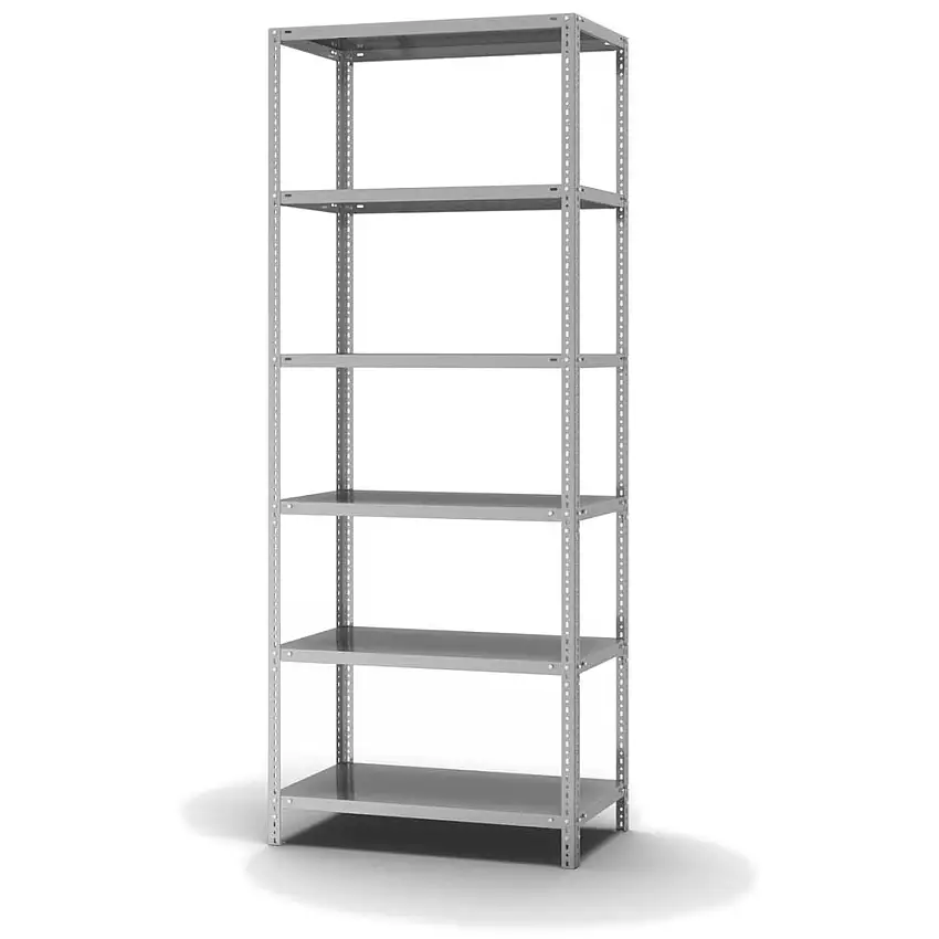 Edelstahl Fachbodenregal Schraubsystem MAGNUS Made in Germany | Grundregal | HxBxT 250x100x50cm | 6 Ebenen | Fachlast 200kg | Edelstahl