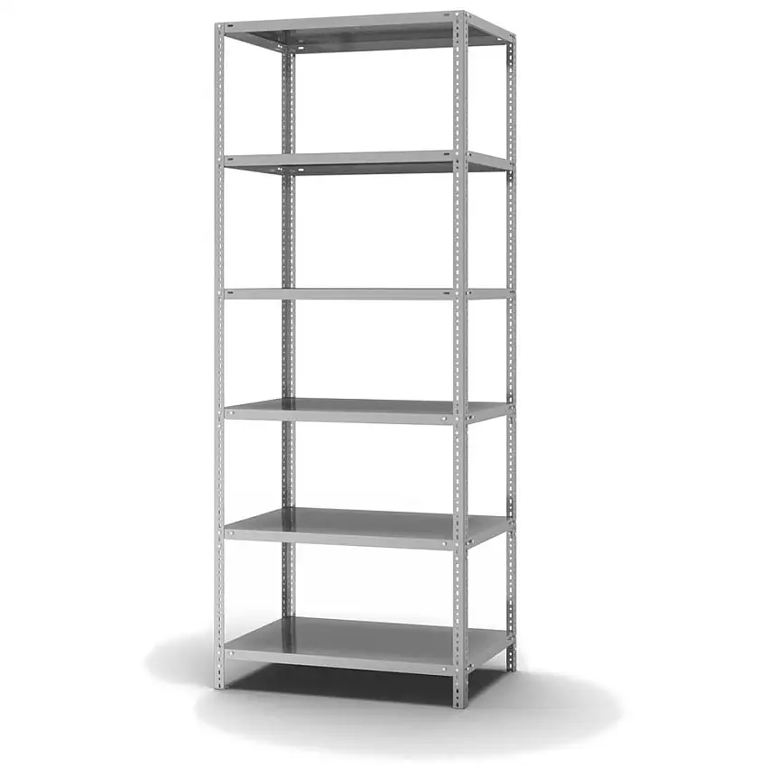 Edelstahl Fachbodenregal Schraubsystem MAGNUS Made in Germany | Grundregal | HxBxT 250x100x60cm | 6 Ebenen | Fachlast 200kg | Edelstahl