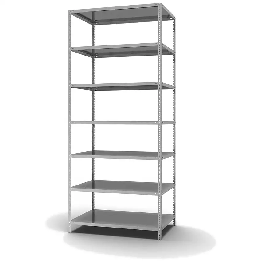 Fachbodenregal Schraubsystem MAGNUS Made in Germany | Grundregal | HxBxT 250x130x80cm | 6 Ebenen | Fachlast 125 kg | Beidseitig nutzbar | Lichtgrau