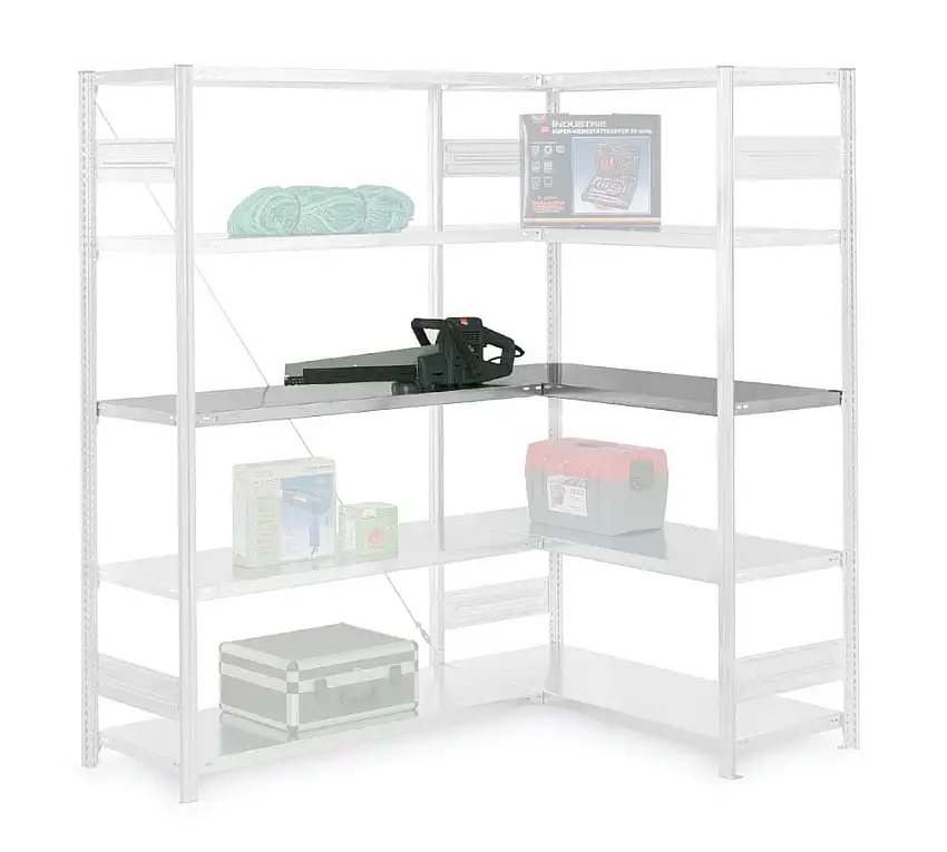 Zusatzebene für Eckregal Stecksystem MAGNUS Made in Germany | BxT 130x50cm | Traglast 124kg | Verzinkt